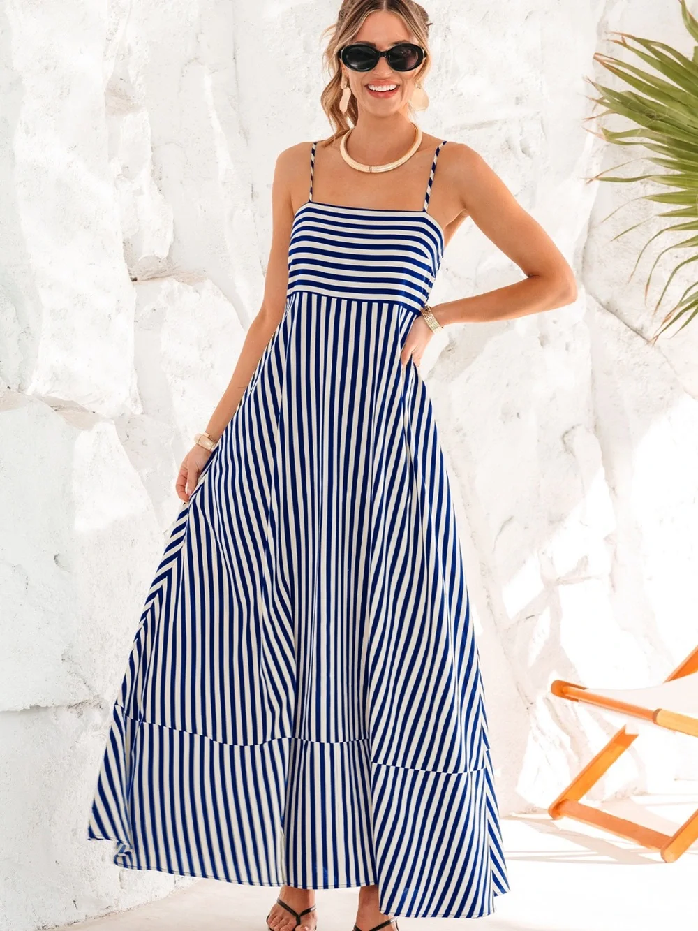 Cupshe Blue and White Striped Maxi Dress - Picture 4 of 5